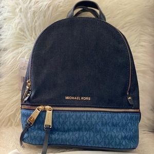Authentic Michael Kors  Signature Denim Backpack.
